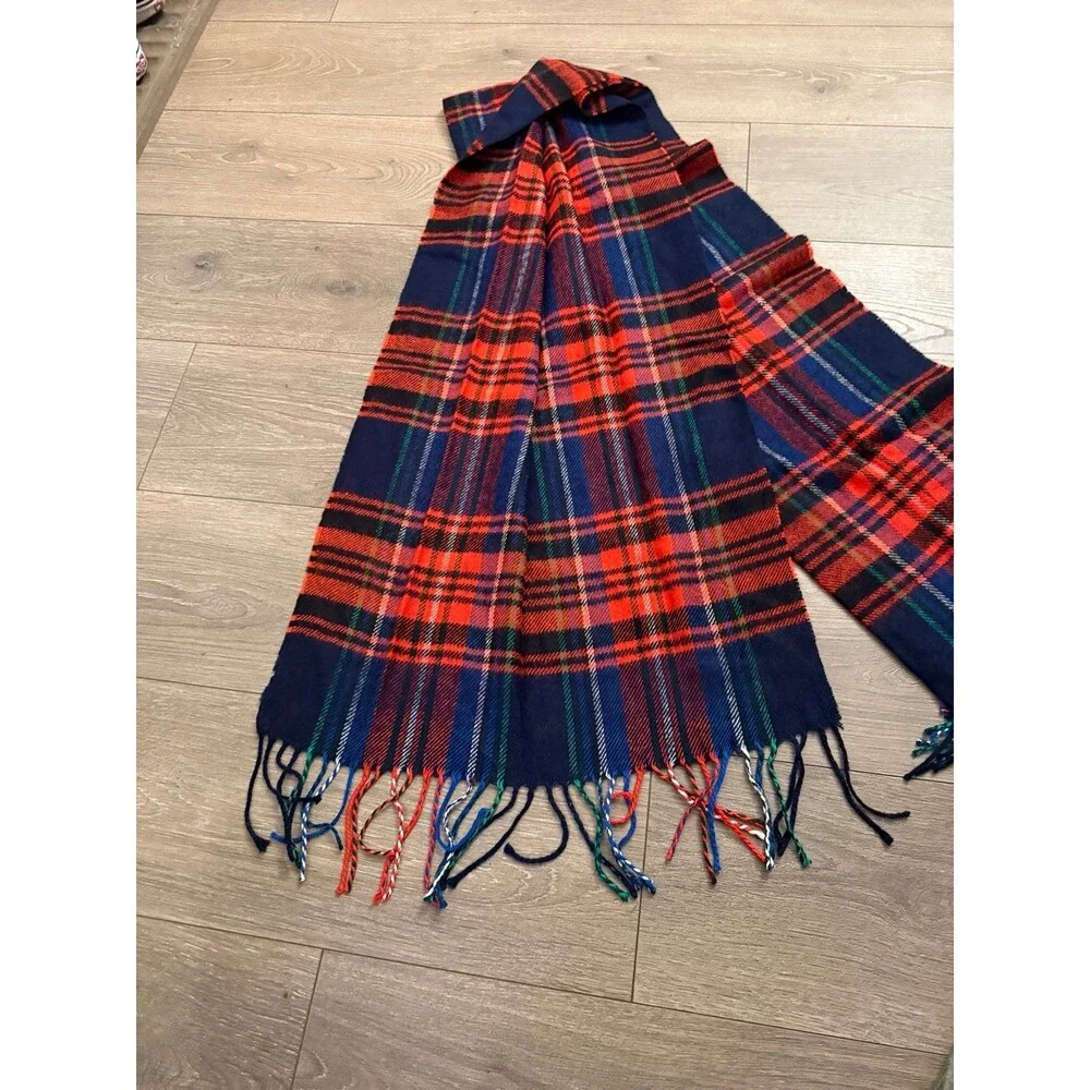 Topman blue and orange plaid scarf